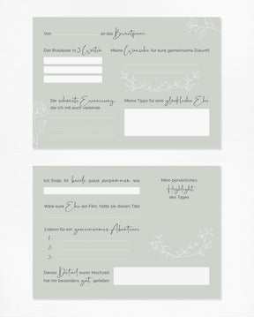 10 Gästebuch-Karten für die Hochzeit in DIN A6 | Farbe salbei