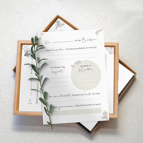 50 Gästebuch Karten für die Hochzeit mit Box | 5 verschiedene Designs | für alle Paare | Greenery & Eukalyptus Look