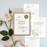 40 Gästebuch Karten für die Hochzeit mit Box | DIN A6 Postkartengröße | Greenery und Eukalyptus