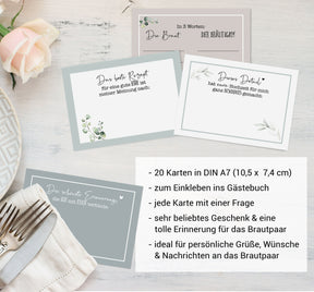 20 Gästebuch-Karten für die Hochzeit in DIN A7